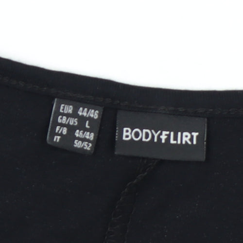 BODYFLIRT Women’s Black V-Neck Twist Front A-Line Dress Size L