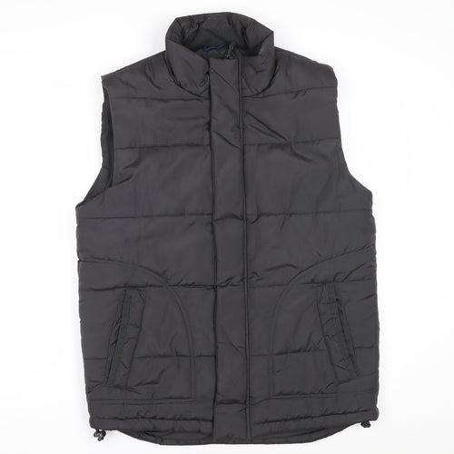 TU Men's Black Puffer Waistcoat Small Regular Fit Polyester