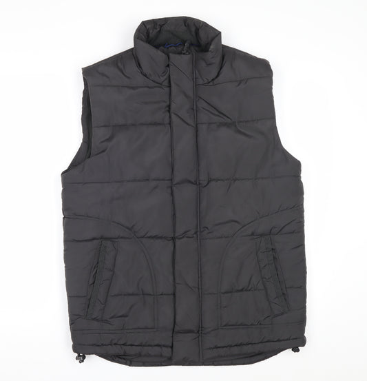 TU Men's Black Puffer Waistcoat Small Regular Fit Polyester