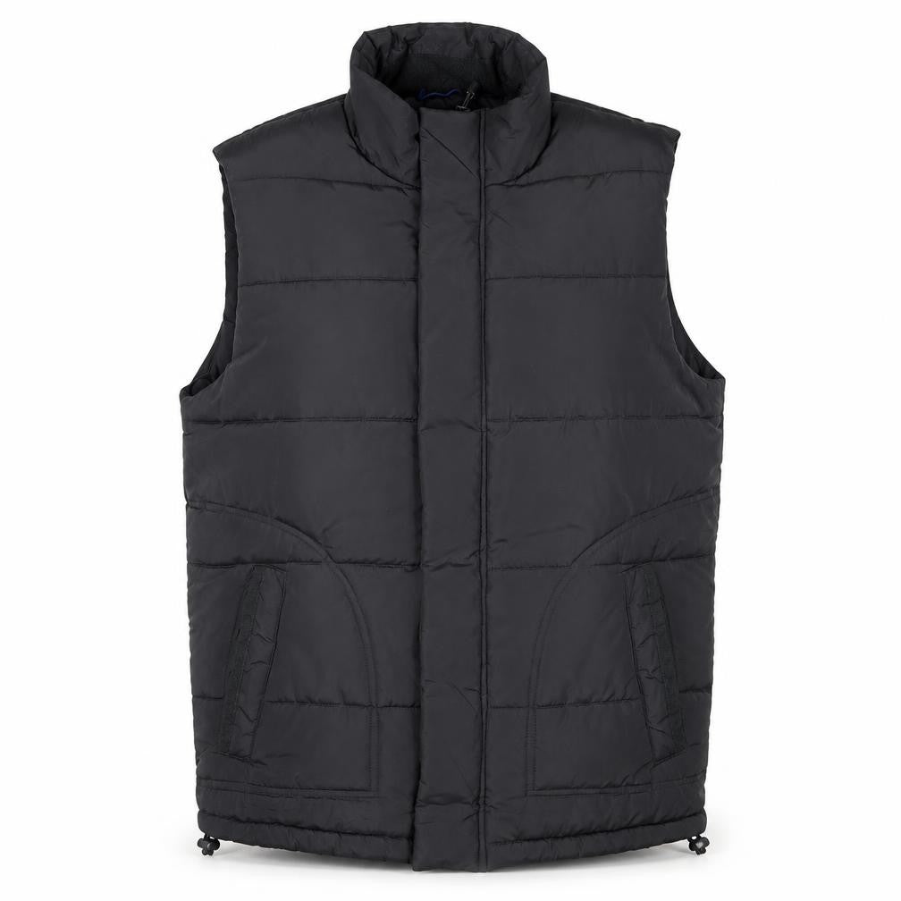 Front view of Tu Men's Black Puffer Waistcoat Small Regular Fit Polyester