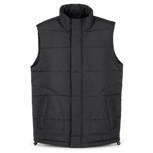 Front view of Tu Men's Black Puffer Waistcoat Small Regular Fit Polyester