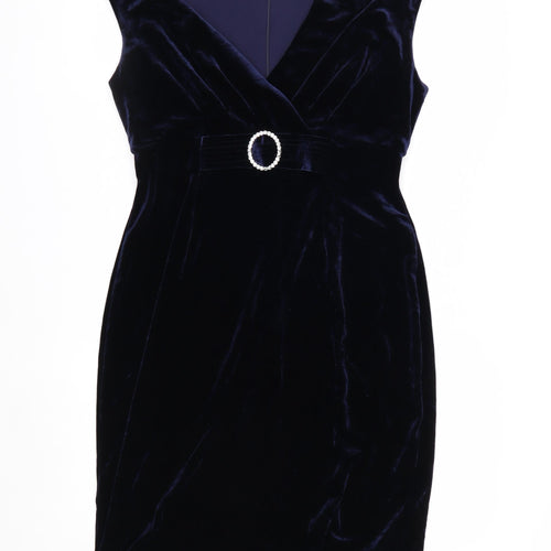 Laura Petites Women’s Blue Velvet Sheath Dress Size 12 Petites