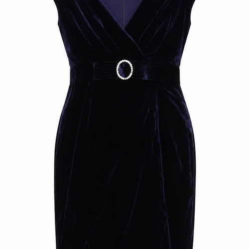 Laura Petites Women’s Blue Velvet Sheath Dress Size 12 Petites