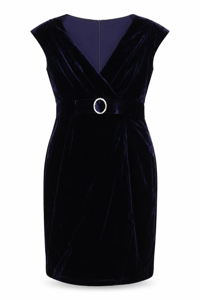 Laura Petites Women’s Blue Velvet Sheath Dress Size 12 Petites