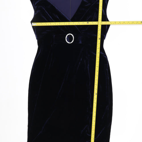 Laura Petites Women’s Blue Velvet Sheath Dress Size 12 Petites