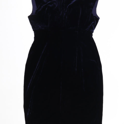 Laura Petites Women’s Blue Velvet Sheath Dress Size 12 Petites