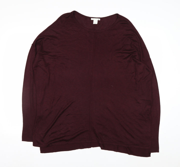 H&M Women's Red Relaxed Fit Knit Pullover Jumper Size 12