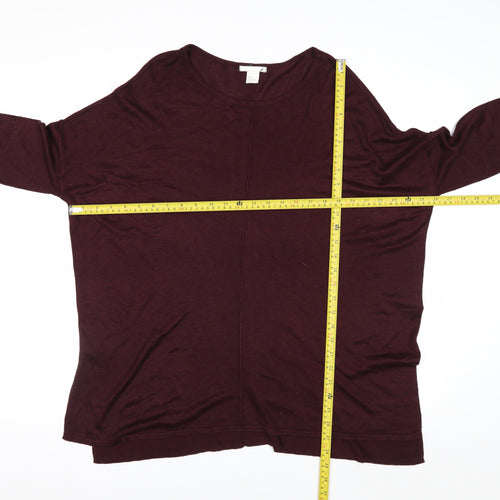 H&M Women's Red Relaxed Fit Knit Pullover Jumper Size 12