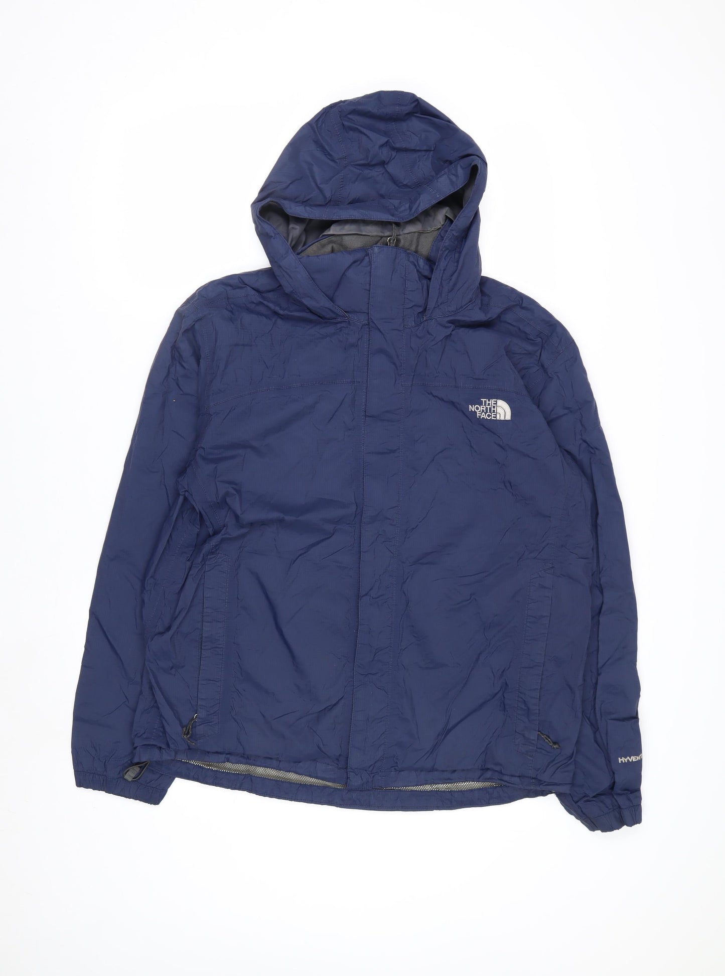 The North Face Men's Blue Waterproof Hooded Rain Jacket M