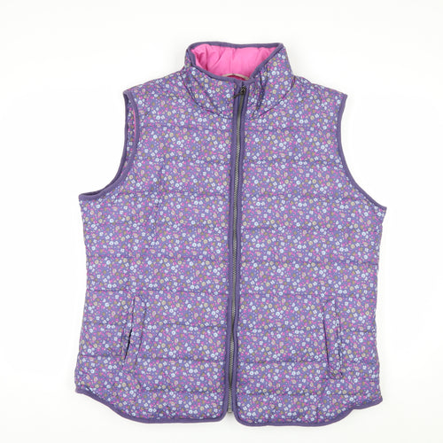Tu Women’s Purple Floral Padded Waistcoat Size 18 Full Zip