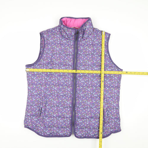 Tu Women’s Purple Floral Padded Waistcoat Size 18 Full Zip