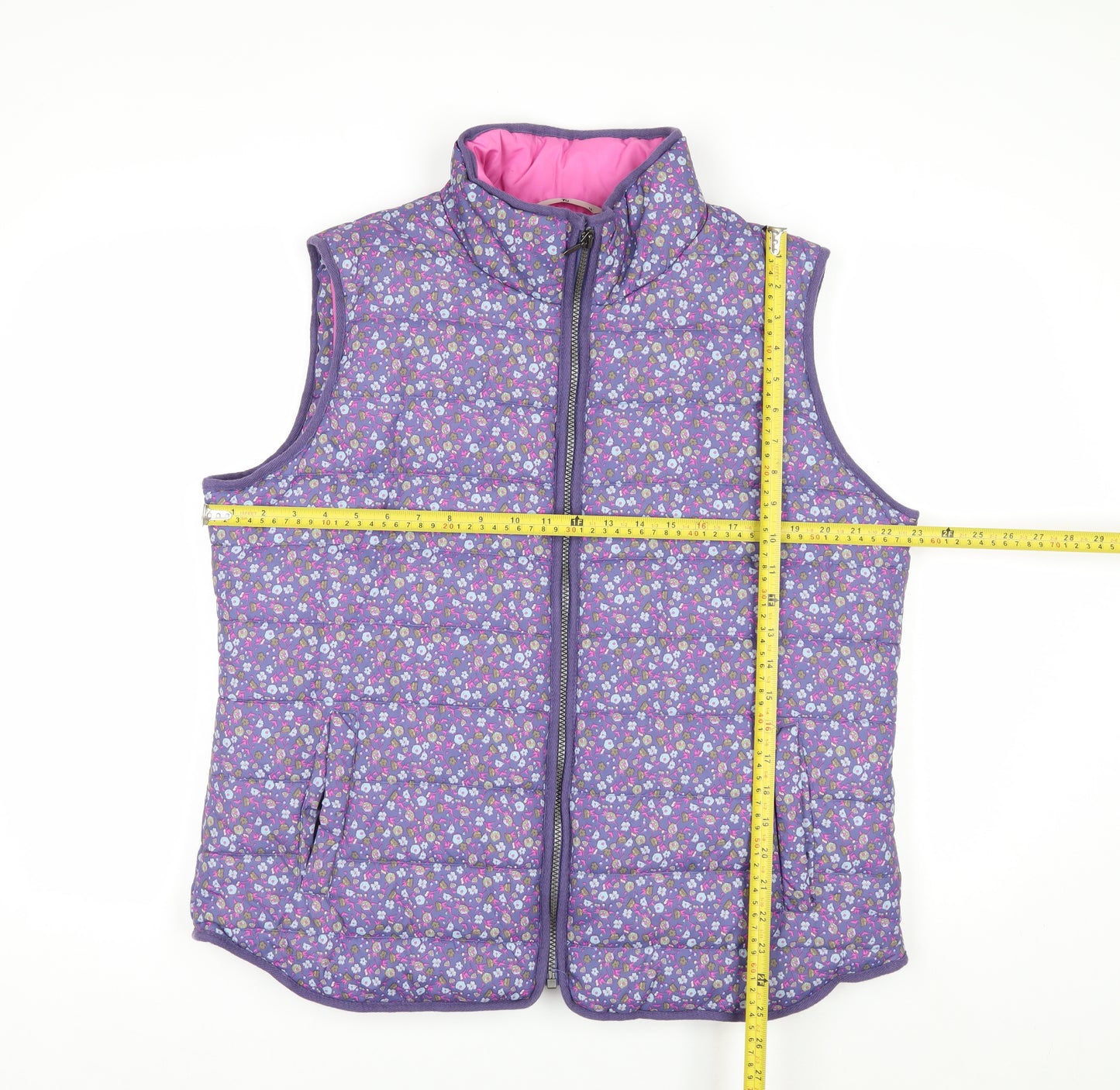 Tu Women’s Purple Floral Padded Waistcoat Size 18 Full Zip