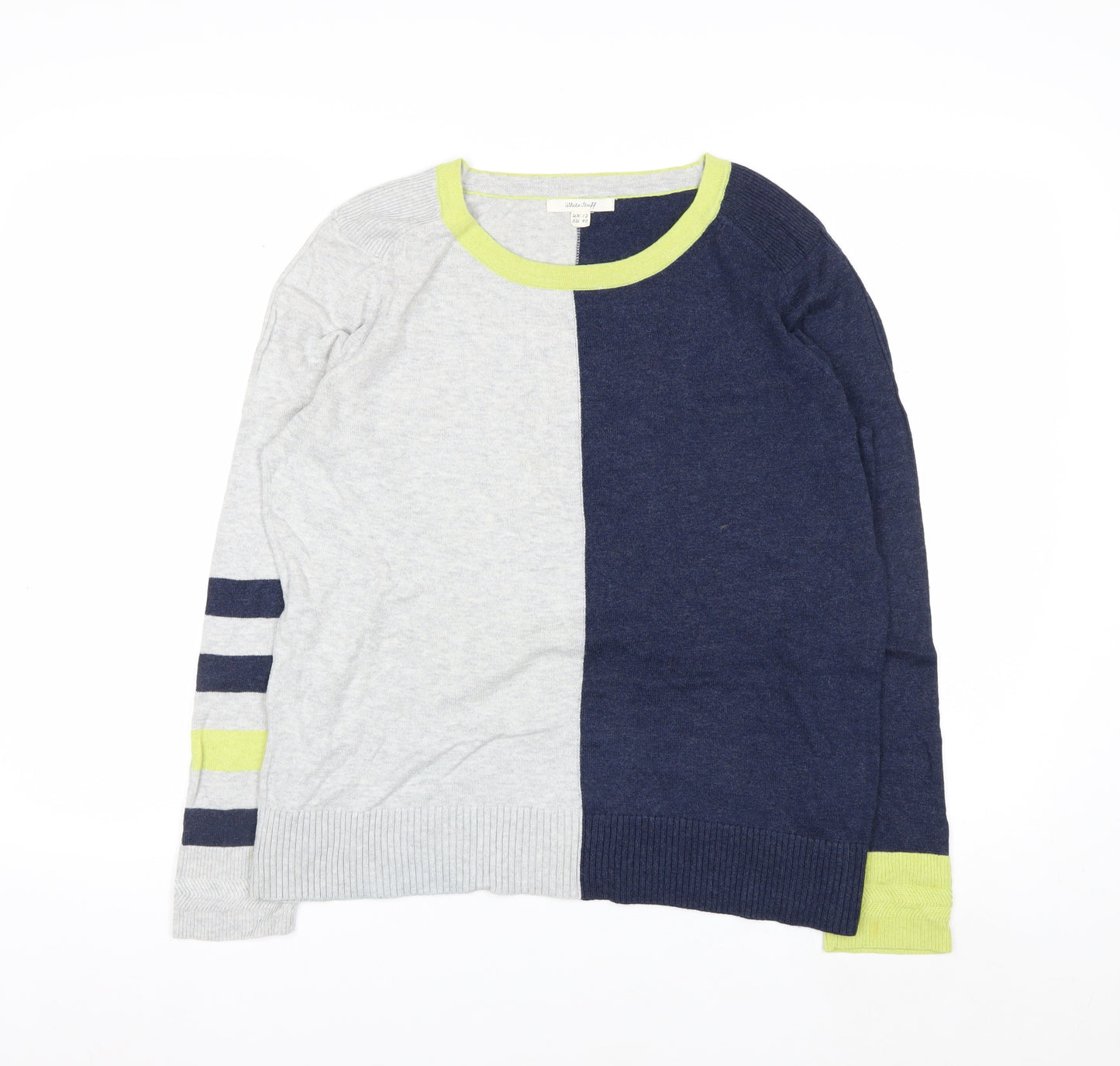 White Stuff Women's Multicoloured Crew Neck Pullover Jumper UK 12