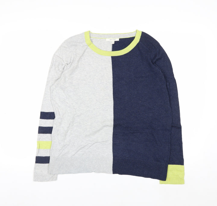 White Stuff Women's Multicoloured Crew Neck Pullover Jumper UK 12