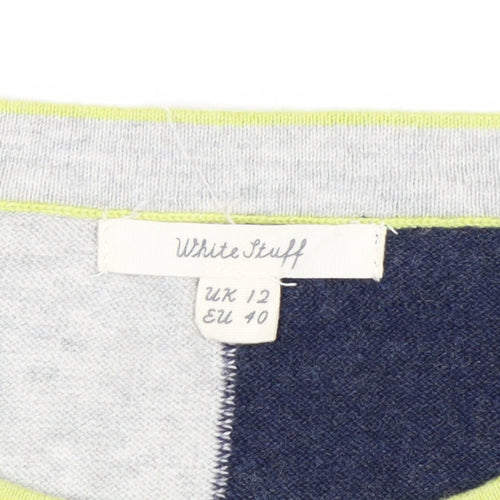 White Stuff Women's Multicoloured Crew Neck Pullover Jumper UK 12