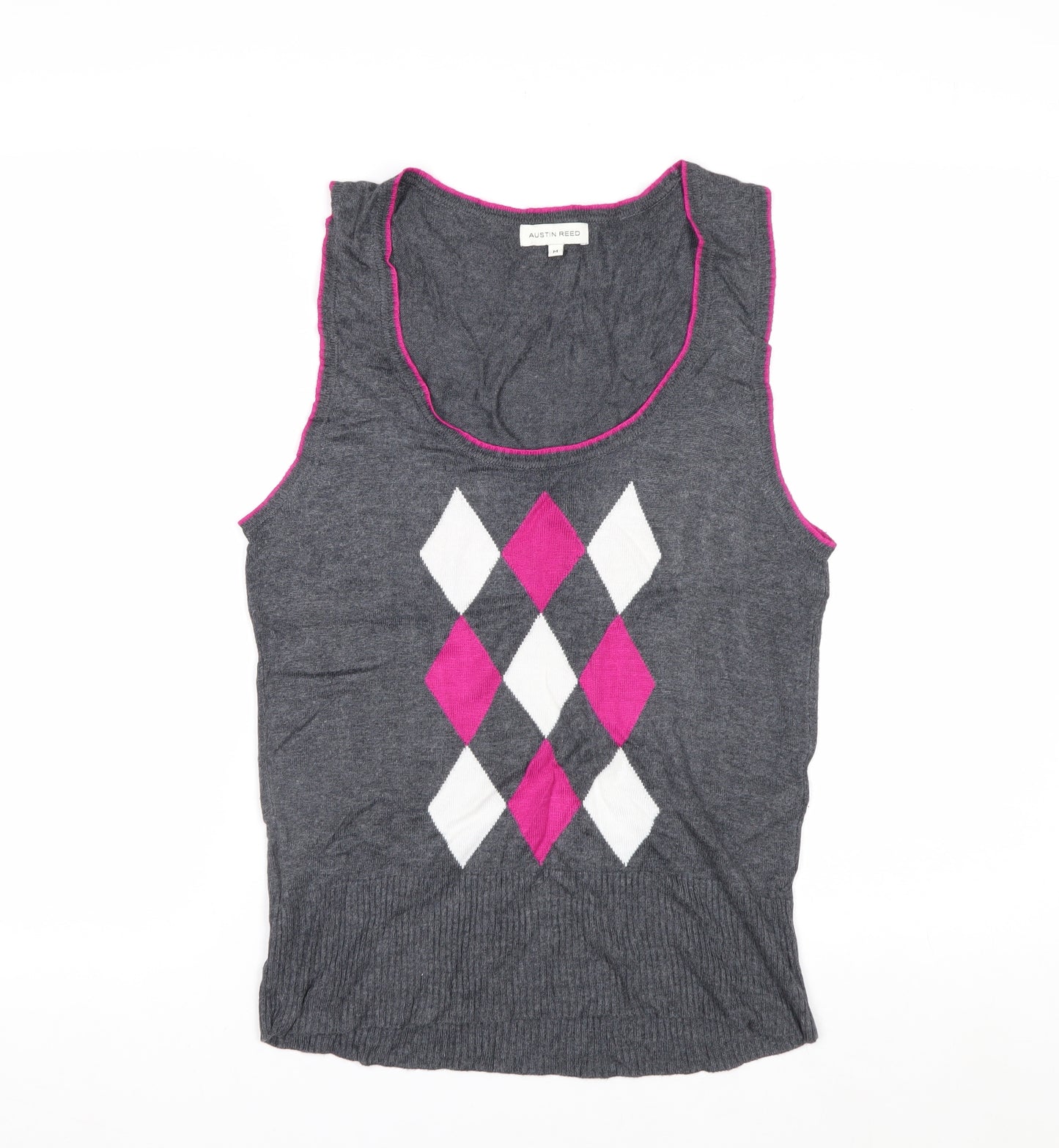 Austin Reed Women’s Grey Argyle Sleeveless Knit Vest M