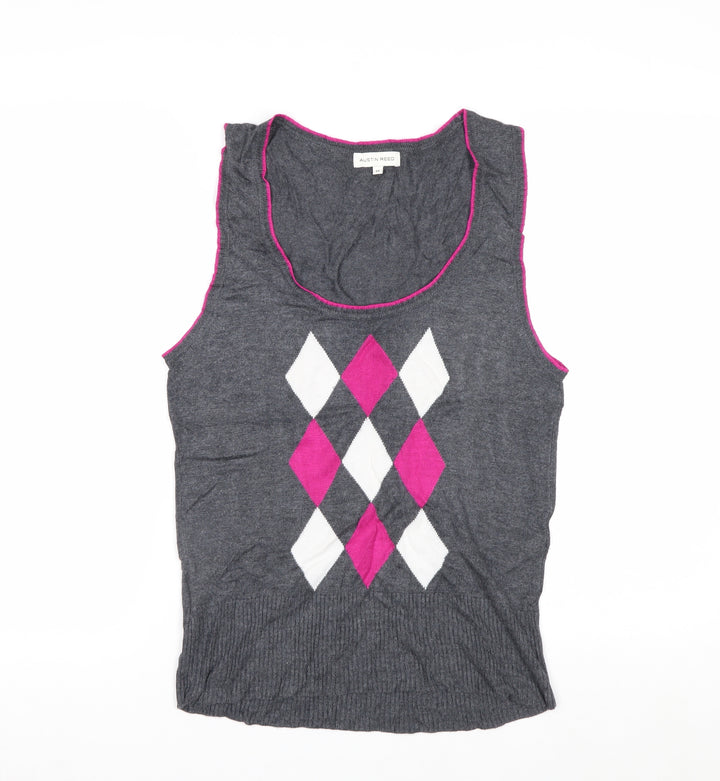 Austin Reed Women’s Grey Argyle Sleeveless Knit Vest M