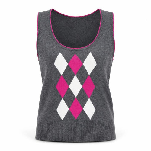 Austin Reed Women’s Grey Argyle Sleeveless Knit Vest M