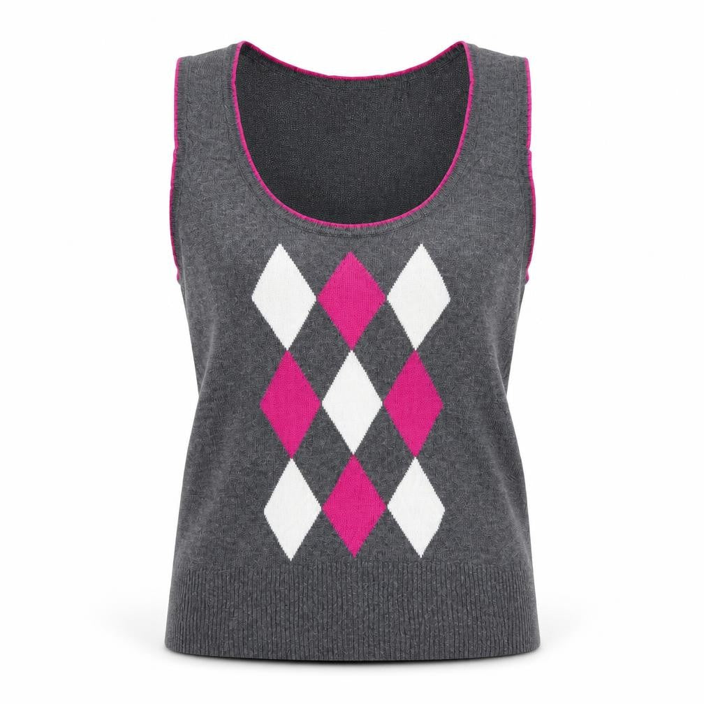 Austin Reed Women’s Grey Argyle Sleeveless Knit Vest M
