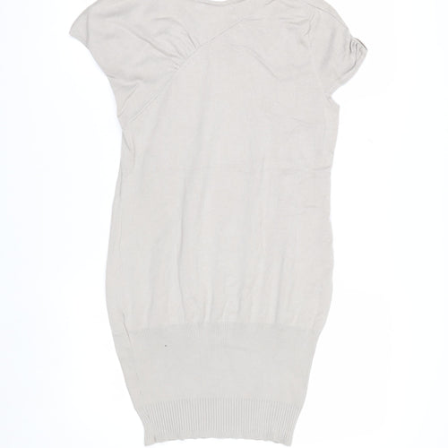 Karen Millen Women's Beige Short Sleeve Scoop Neck Pullover Jumper Size 12