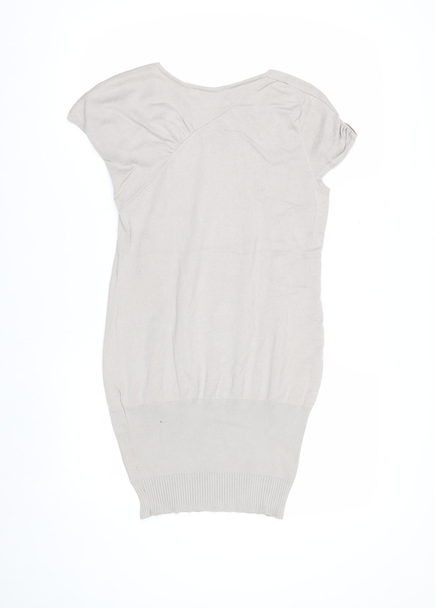 Karen Millen Women's Beige Short Sleeve Scoop Neck Pullover Jumper Size 12