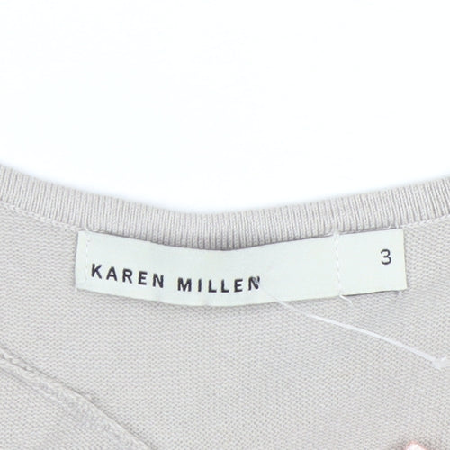 Karen Millen Women's Beige Short Sleeve Scoop Neck Pullover Jumper Size 12