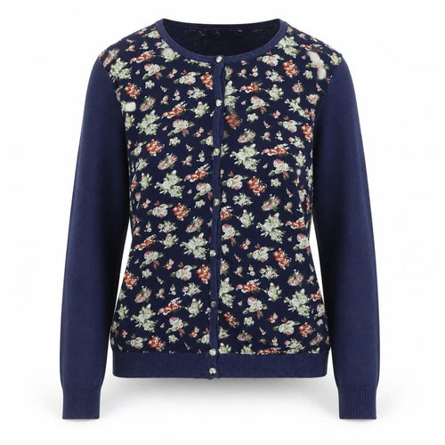 Urban Rose Women's Navy Floral Cardigan Medium Cotton Blend