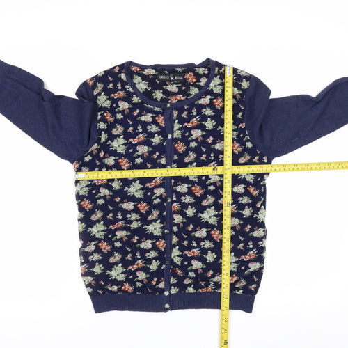 Urban Rose Women's Navy Floral Cardigan Medium Cotton Blend