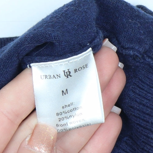 Urban Rose Women's Navy Floral Cardigan Medium Cotton Blend