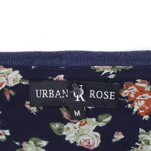 Urban Rose Women's Navy Floral Cardigan Medium Cotton Blend