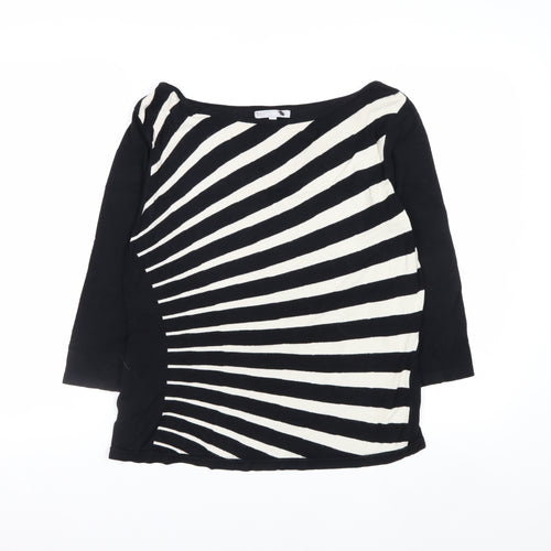 Marks and Spencer Per Una Women’s Black Beige Striped Jumper Size 16