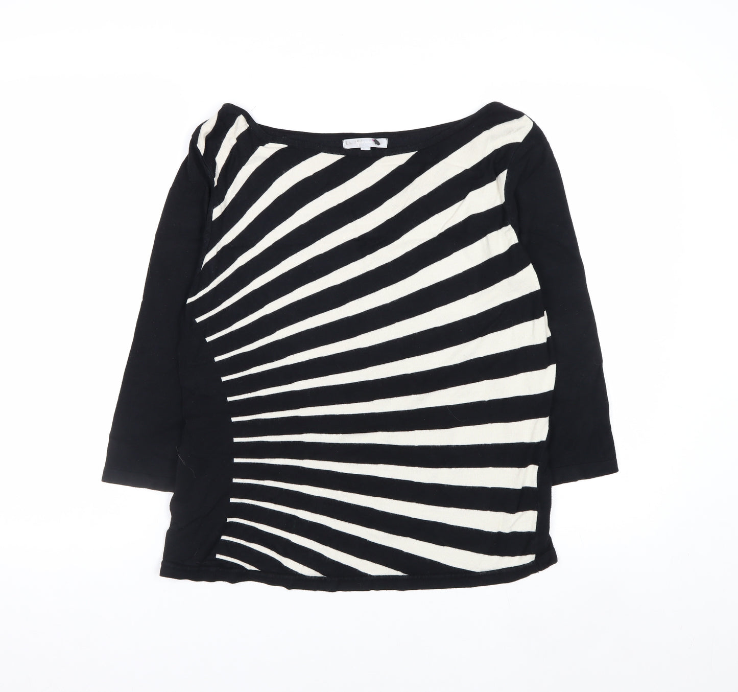 Marks and Spencer Per Una Women’s Black Beige Striped Jumper Size 16