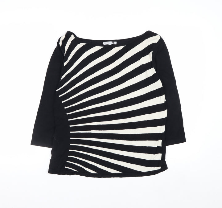 Marks and Spencer Per Una Women’s Black Beige Striped Jumper Size 16