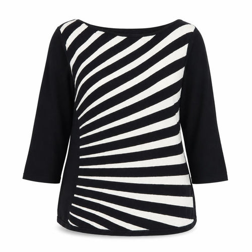 Marks and Spencer Per Una Women’s Black Beige Striped Jumper Size 16