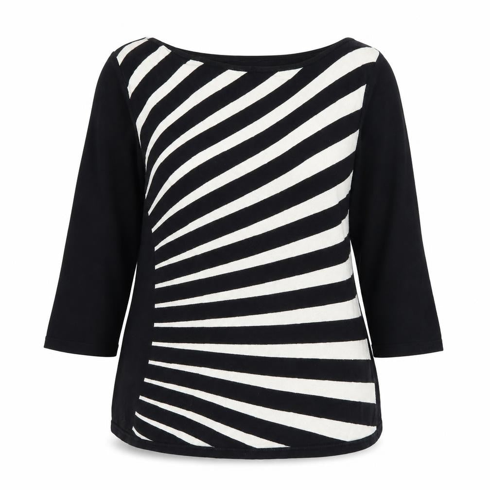 Marks and Spencer Per Una Women’s Black Beige Striped Jumper Size 16