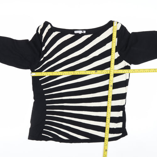 Marks and Spencer Per Una Women’s Black Beige Striped Jumper Size 16