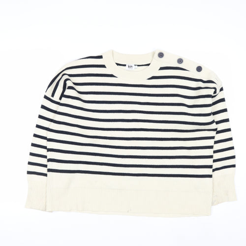 Kin by John Lewis Women Ivory Striped Pullover Jumper M