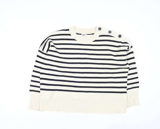 Kin by John Lewis Women Ivory Striped Pullover Jumper M