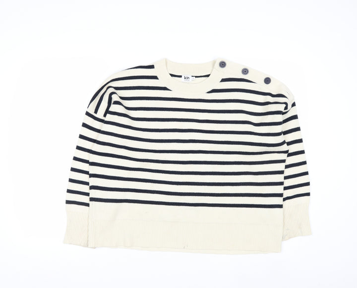 Kin by John Lewis Women Ivory Striped Pullover Jumper M