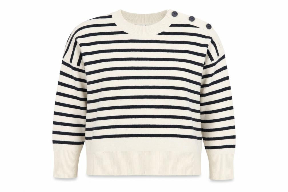 Front view of Kin by John Lewis Women Ivory Striped jumper M