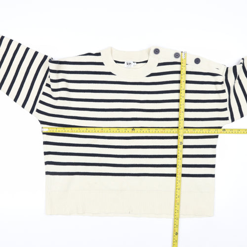 Kin by John Lewis Women Ivory Striped Pullover Jumper M