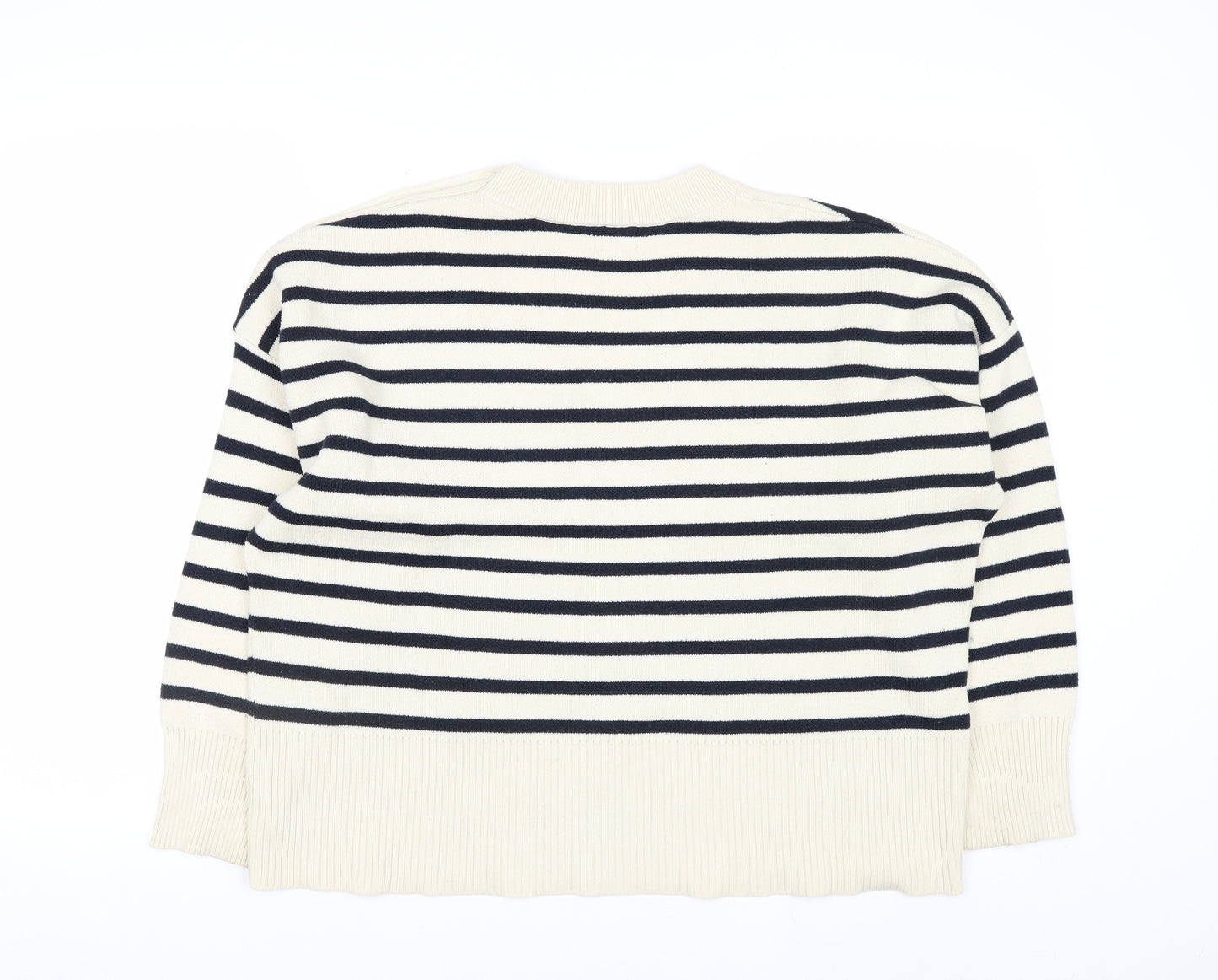 Kin by John Lewis Women Ivory Striped Pullover Jumper M
