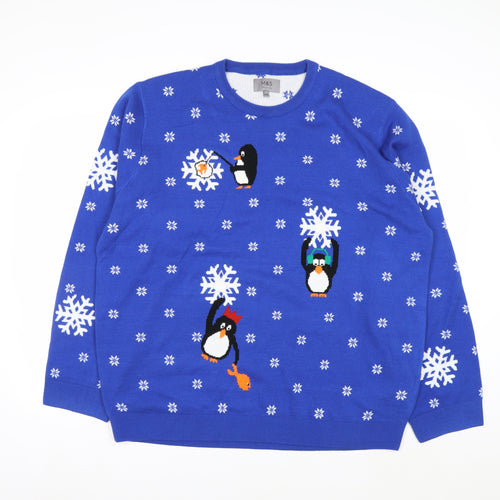Marks and Spencer Men's Blue Penguin Christmas Jumper XXL
