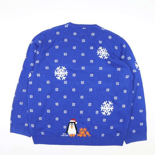 Marks and Spencer Men's Blue Penguin Christmas Jumper XXL
