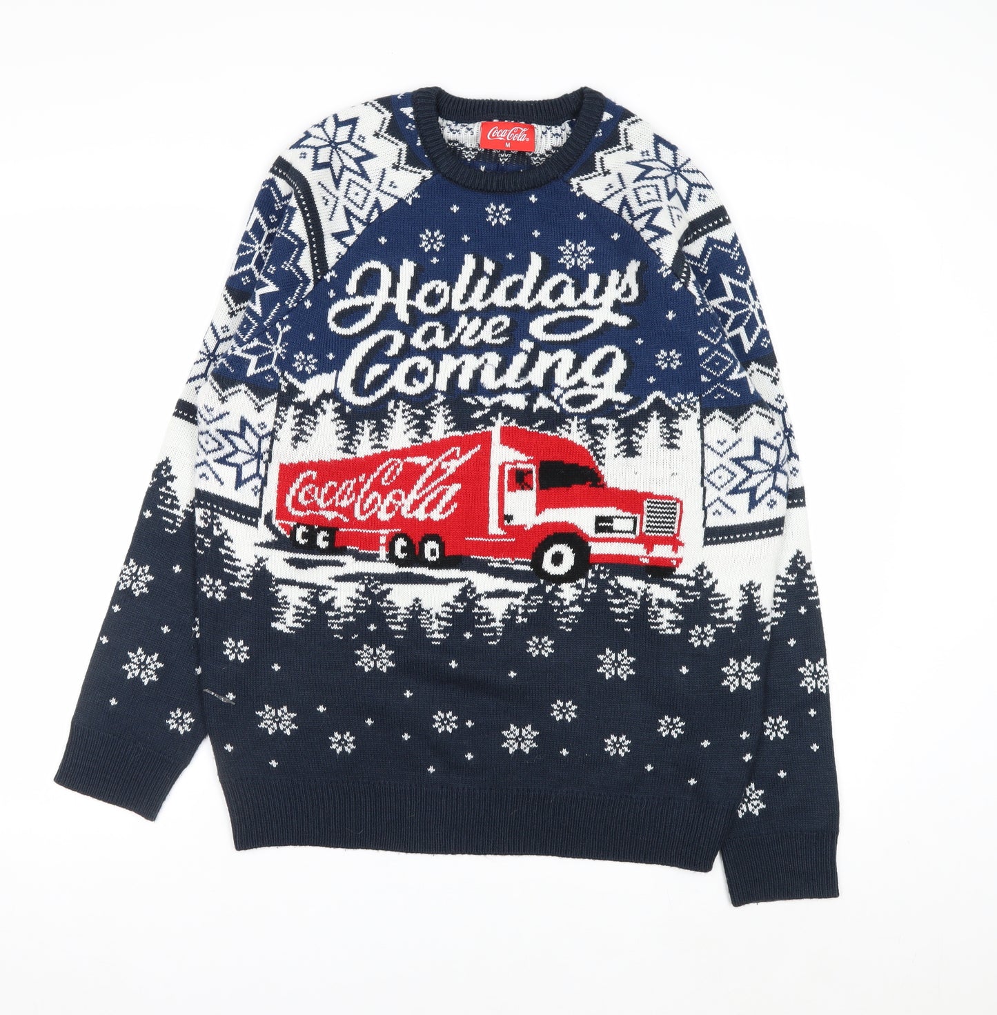 Coca-Cola Men's Blue Christmas Pullover Jumper M Winter Knit
