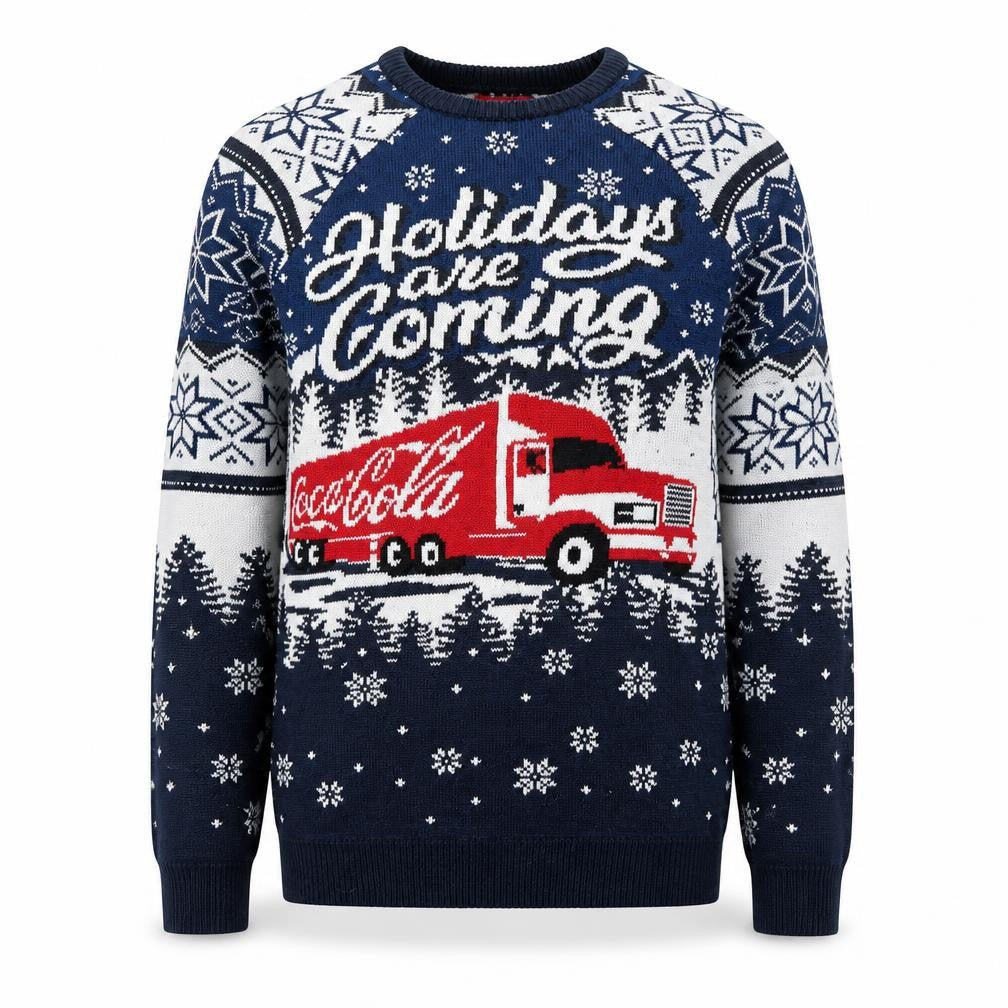 Front view of Coca-Cola Men's Blue Christmas jumper M Winter Knit