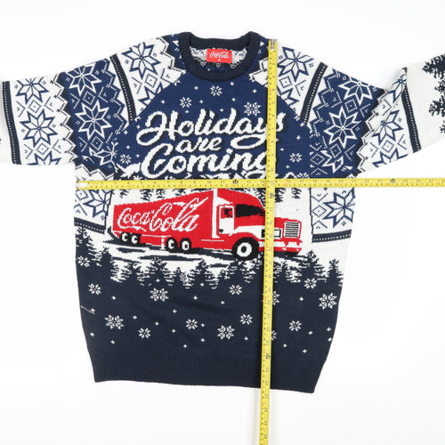 Coca-Cola Men's Blue Christmas Pullover Jumper M Winter Knit