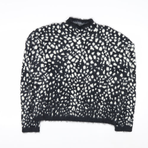 Marks and Spencer Women’s Black Animal Print Fluffy Jumper Size M