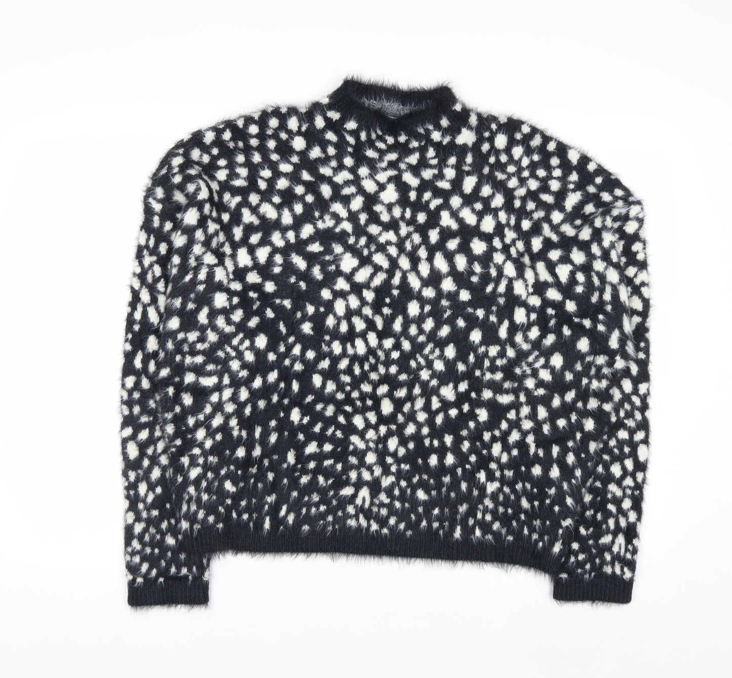 Marks and Spencer Women’s Black Animal Print Fluffy Jumper Size M