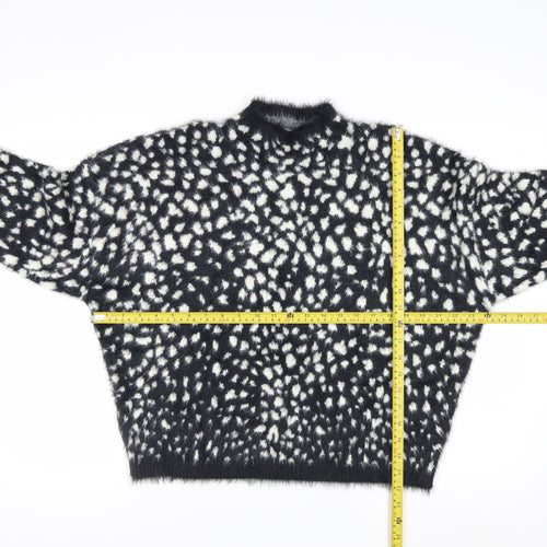 Marks and Spencer Women’s Black Animal Print Fluffy Jumper Size M